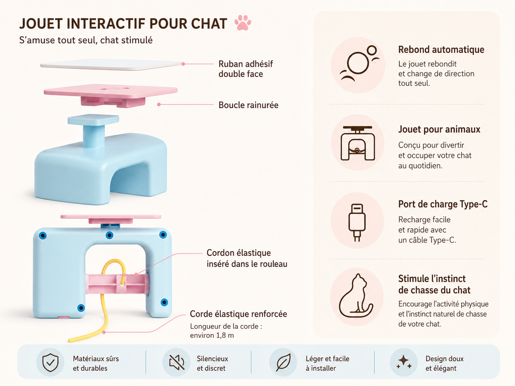 Jouet Électrique Oiseau pour Chat — Interactif, Rechargeable USB, Anti-Ennui