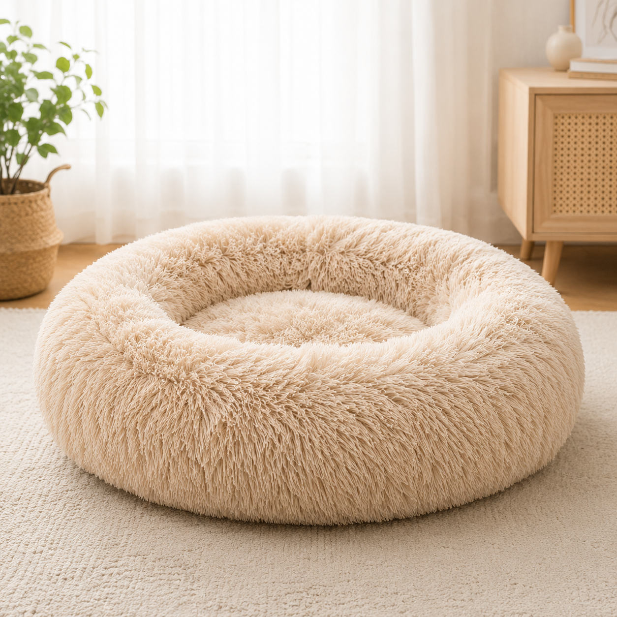 Lit Rond Ultra-Doux pour Chien & Chat — 6 Tailles, Chaleur & Confort Hivernal