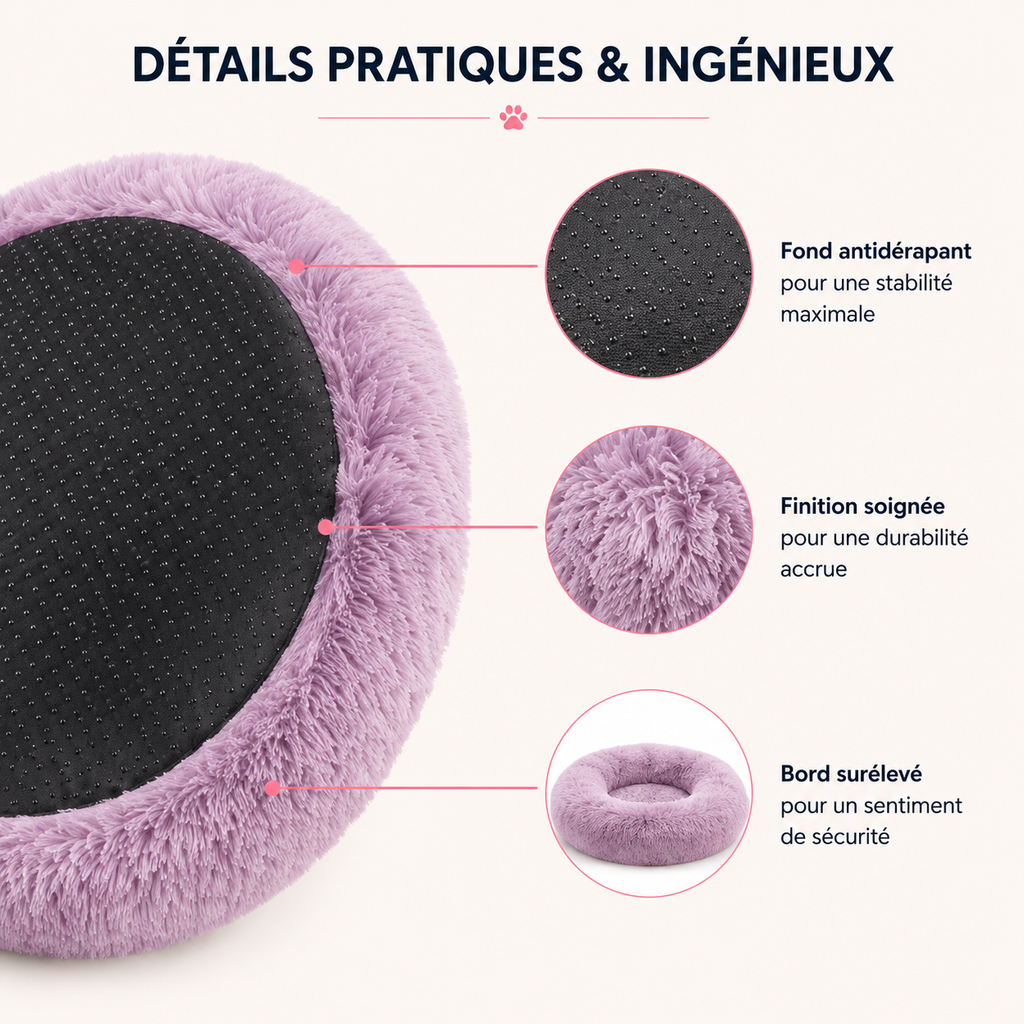Lit Rond Ultra-Doux pour Chien & Chat — 6 Tailles, Chaleur & Confort Hivernal