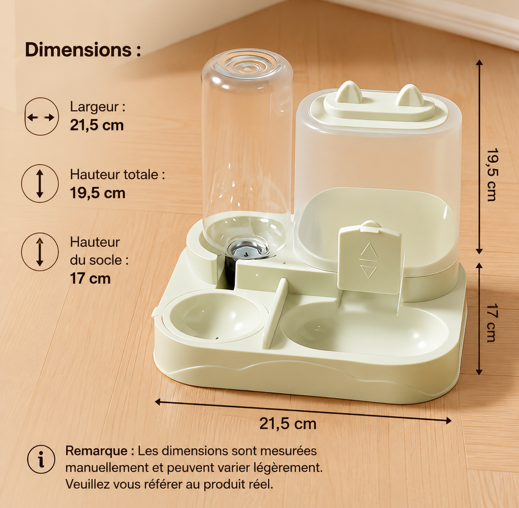 Distributeur 2-en-1 Nourriture & Eau pour Chien & Chat
