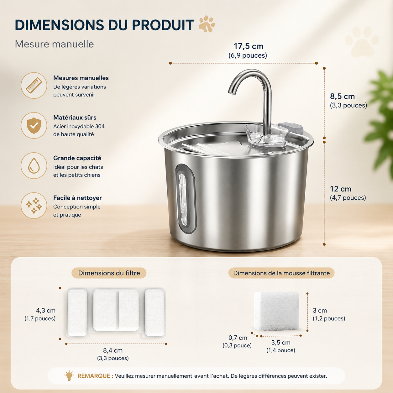 Fontaine à Eau Circulante pour Chat & Chien — 2,2L, Triple Filtration & Pompe Silencieuse