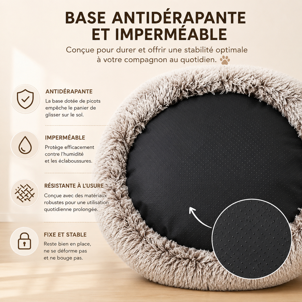 Panier peluche 2-en-1 pour chat et petit chien