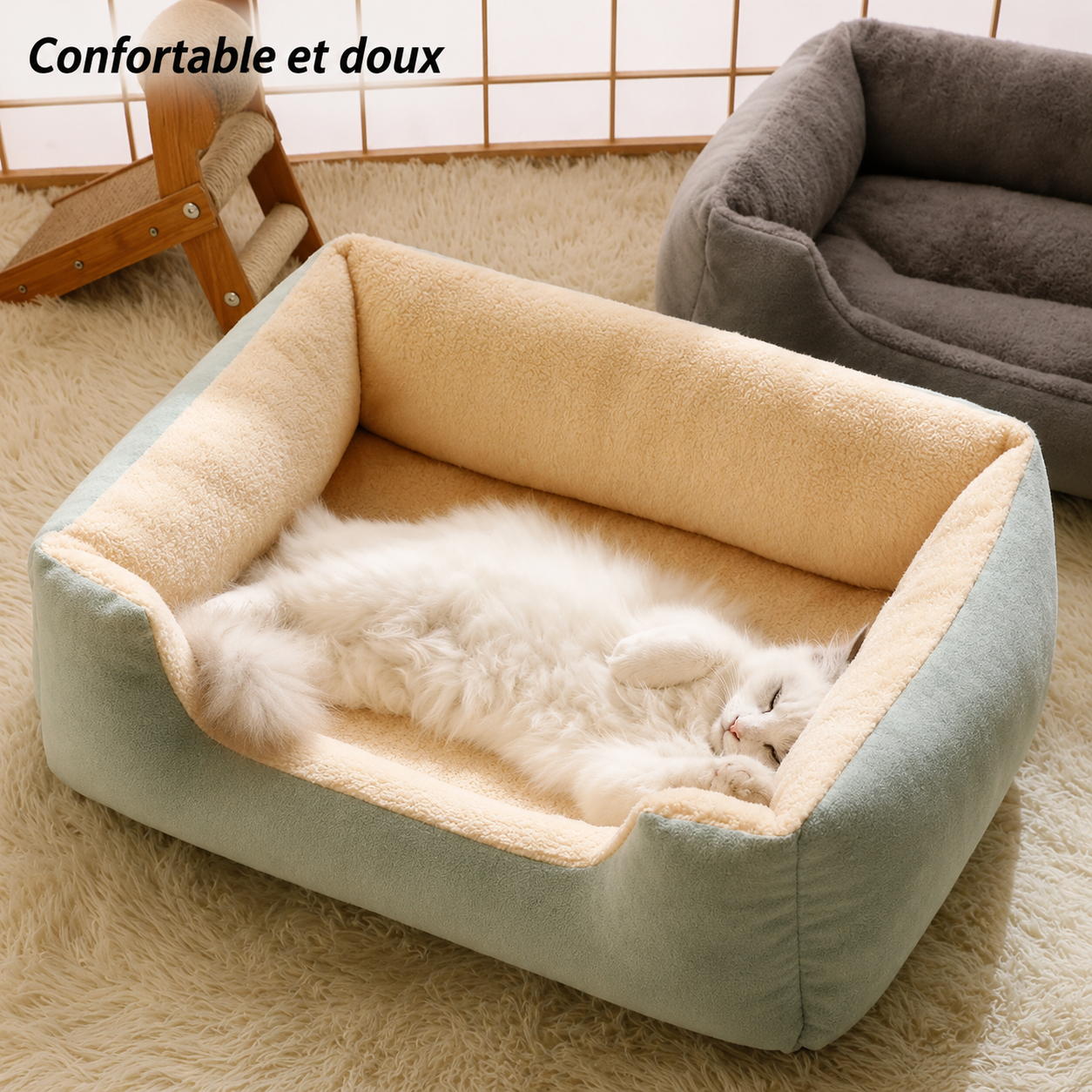 Corbeille moelleuse lavable pour chien et chat