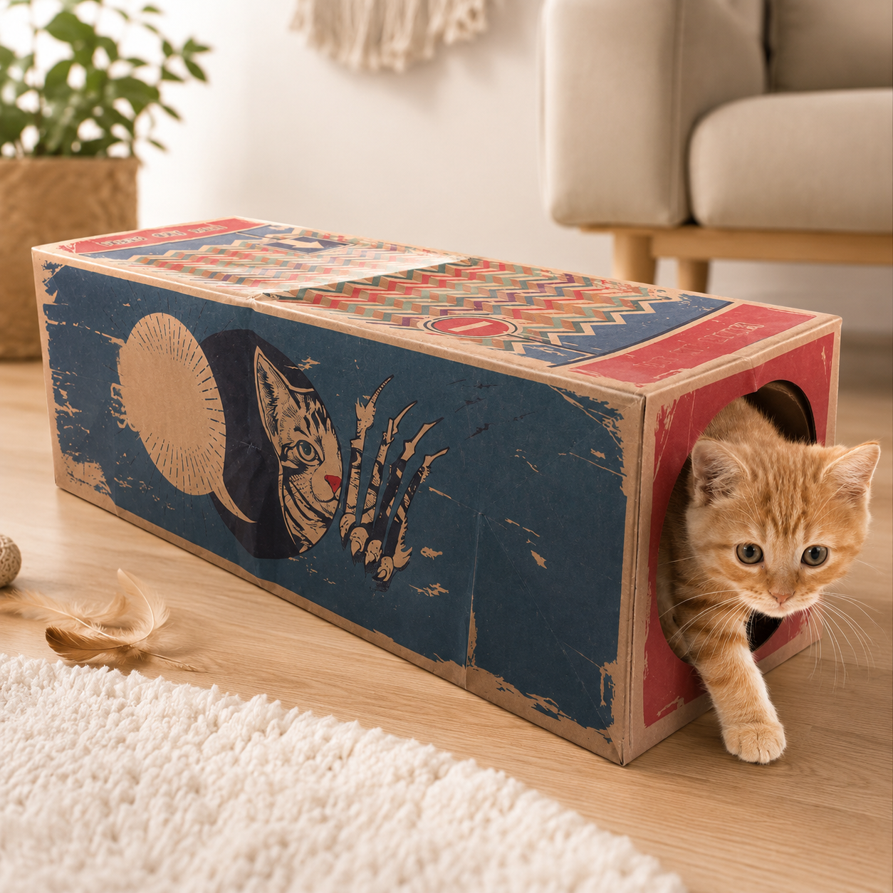 Tunnel cache-cache pour chat - jeu et exploration