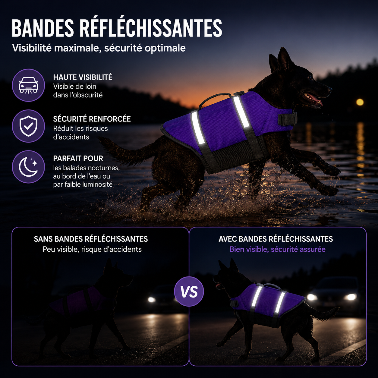 Gilet de flottaison réglable pour chien