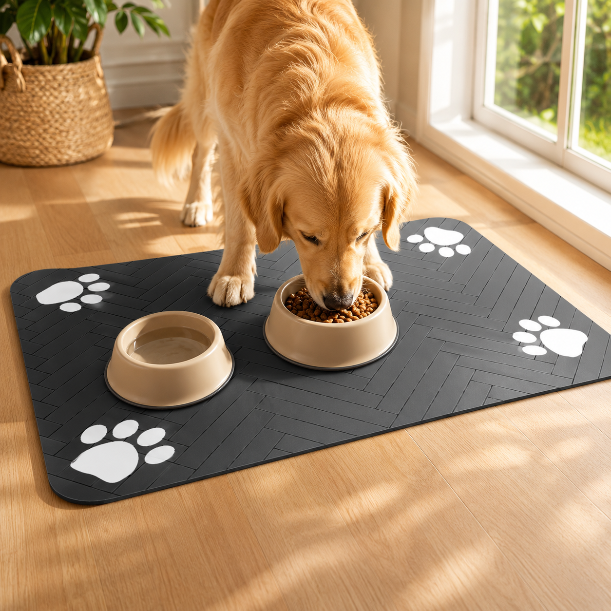 Tapis de gamelle absorbant pour chien et chat