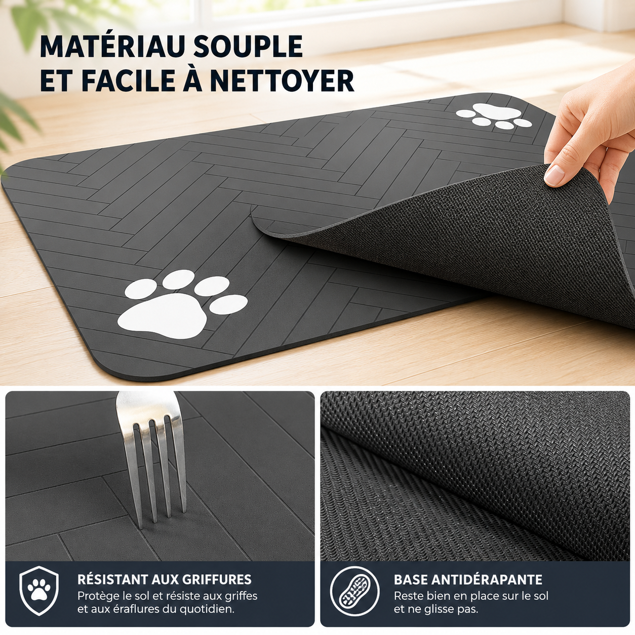 Tapis de gamelle absorbant pour chien et chat