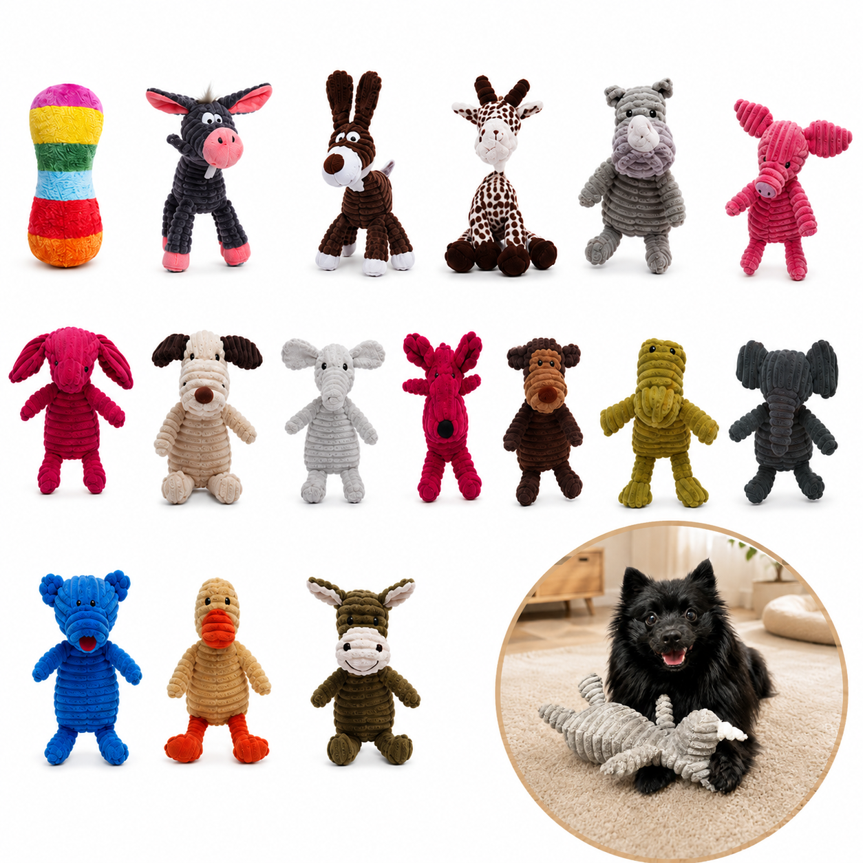 Jouet peluche sonore pour chien - formes animaux