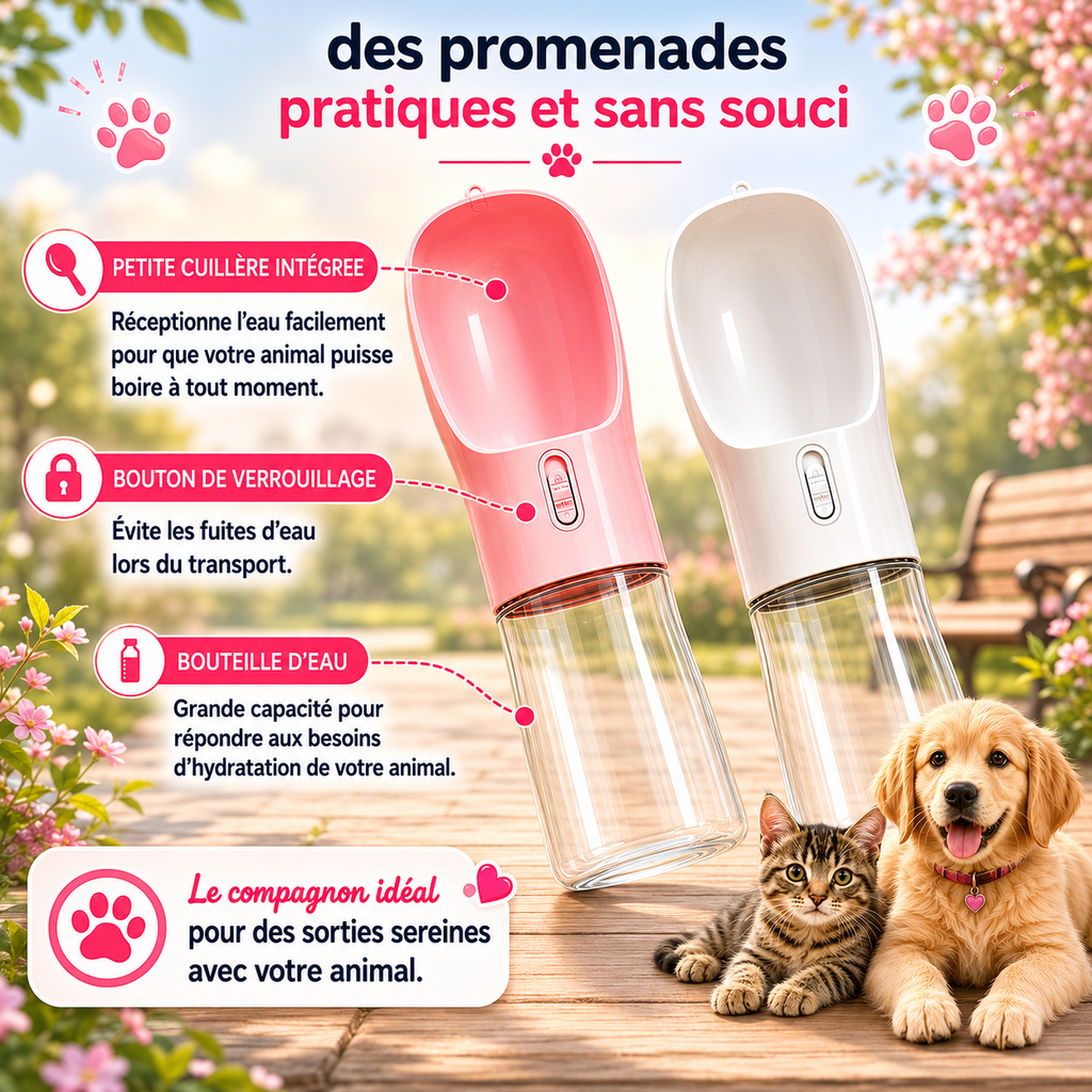Gourde Portable pour Chien 350ml — Balade, Randonnée & Voyage