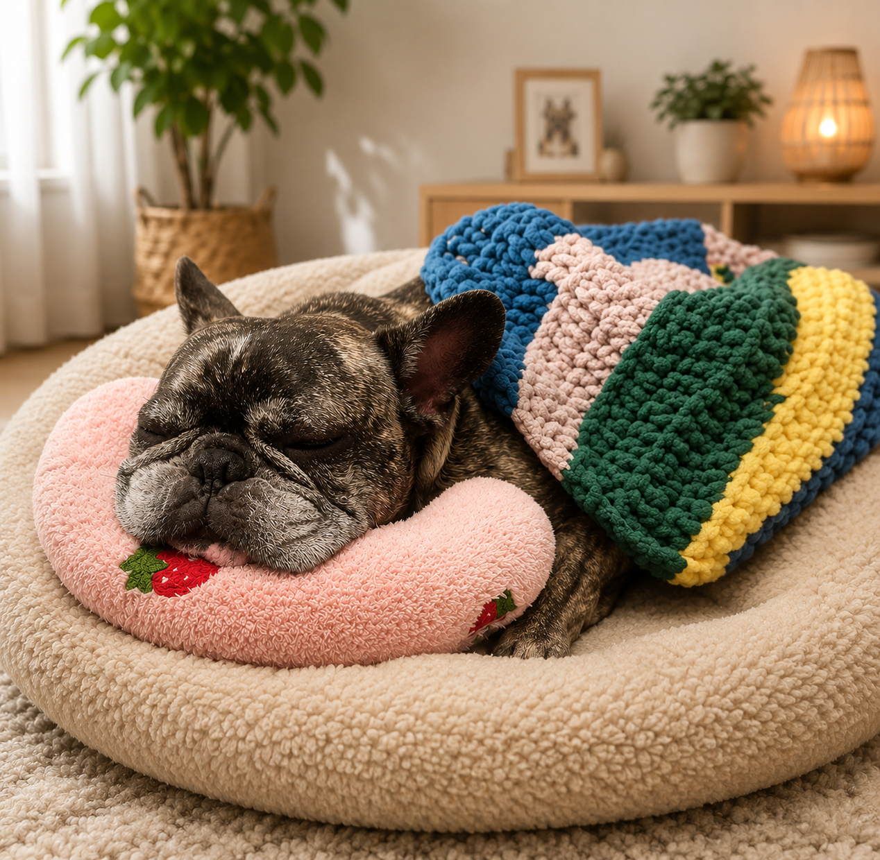 Coussin Apaisant pour Chien et Chat — Sommeil Profond & Ergonomique