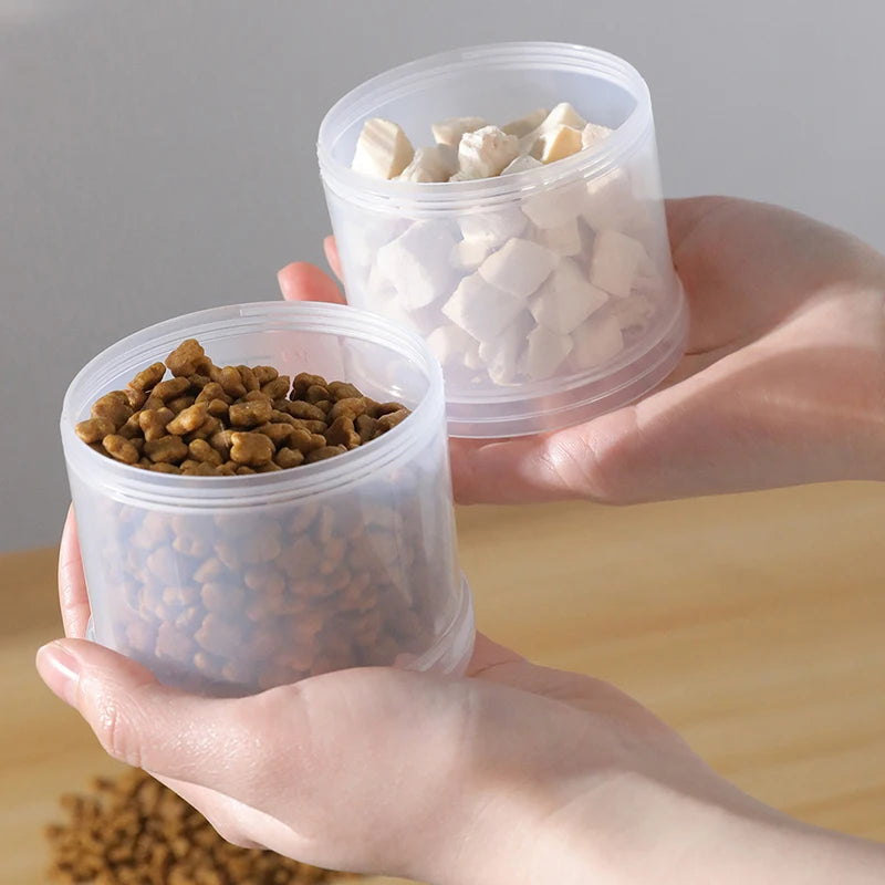 Boîte à croquettes portable 3 compartiments pour chien et chat