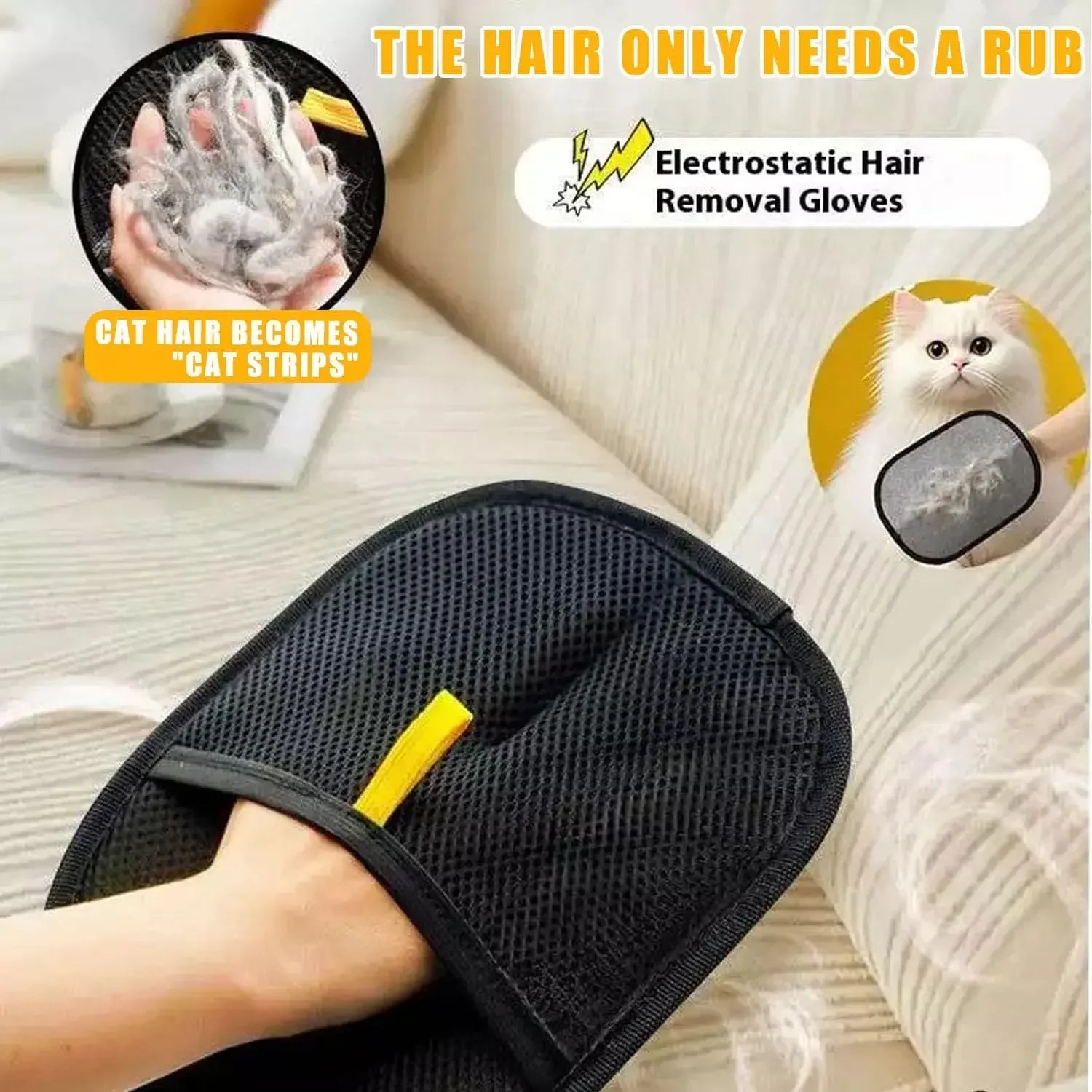 Gant Brosse Anti-Poils Réutilisable pour Chien & Chat — Double Face, Canapé & Vêtements