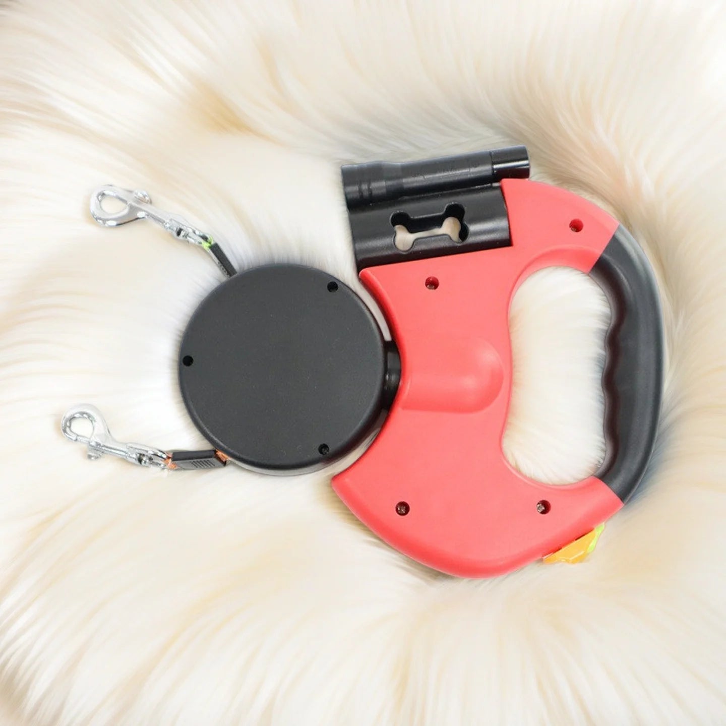 Laisse Double Rétractable pour Chien avec LED — Anti-Emmêlement 360°