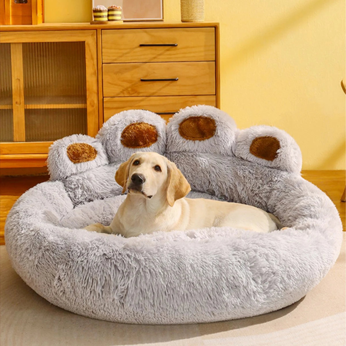 Coussin Ultra-Doux Antistress en Forme de Patte — Lit Peluche pour Chien & Chat