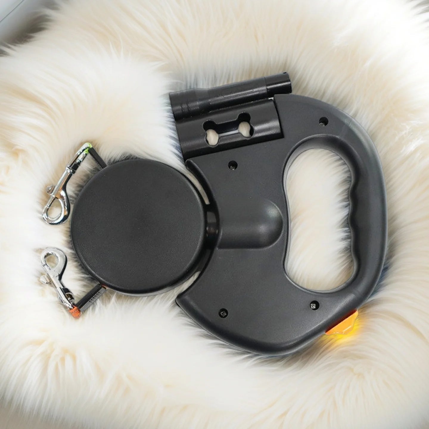 Laisse Double Rétractable pour Chien avec LED — Anti-Emmêlement 360°
